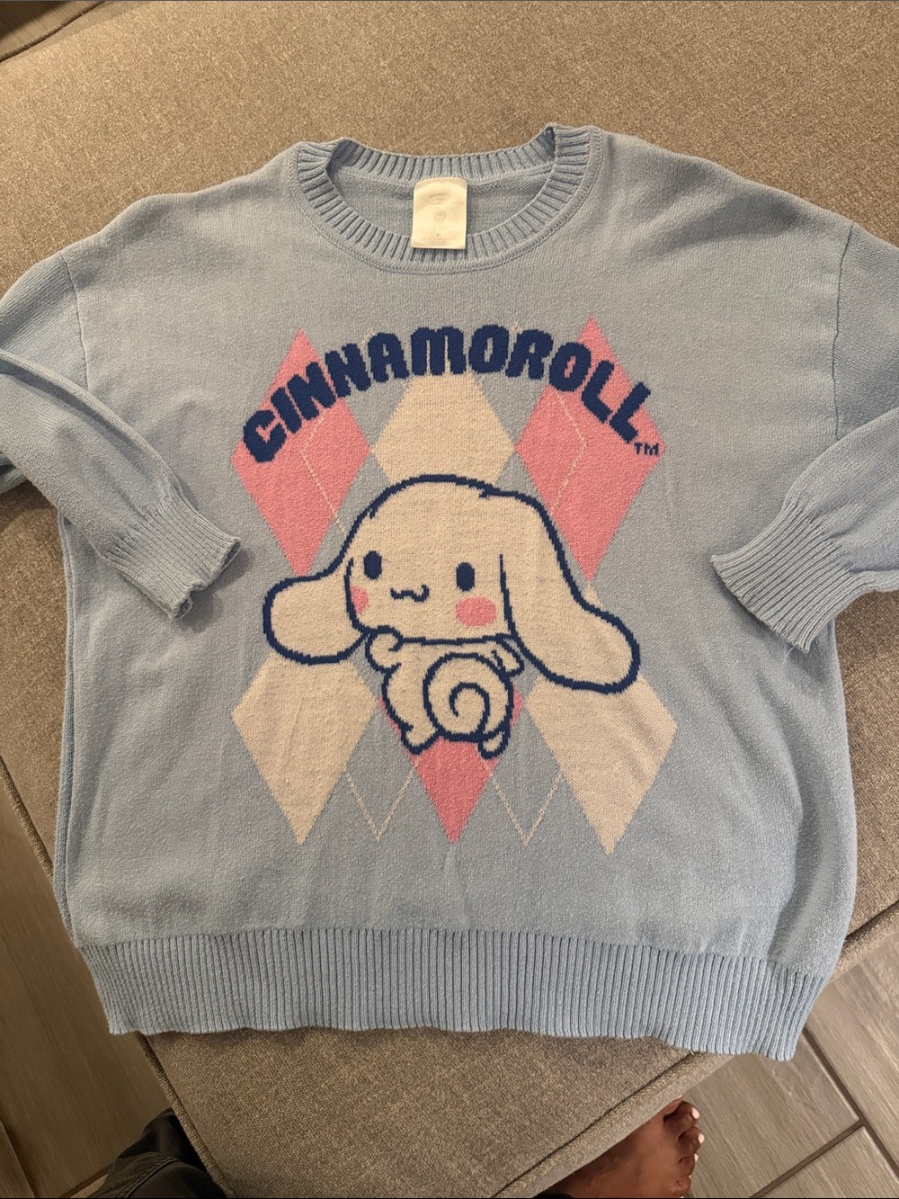 Sanrio Cinnamoroll Light Blue Pink White Kids Sweater